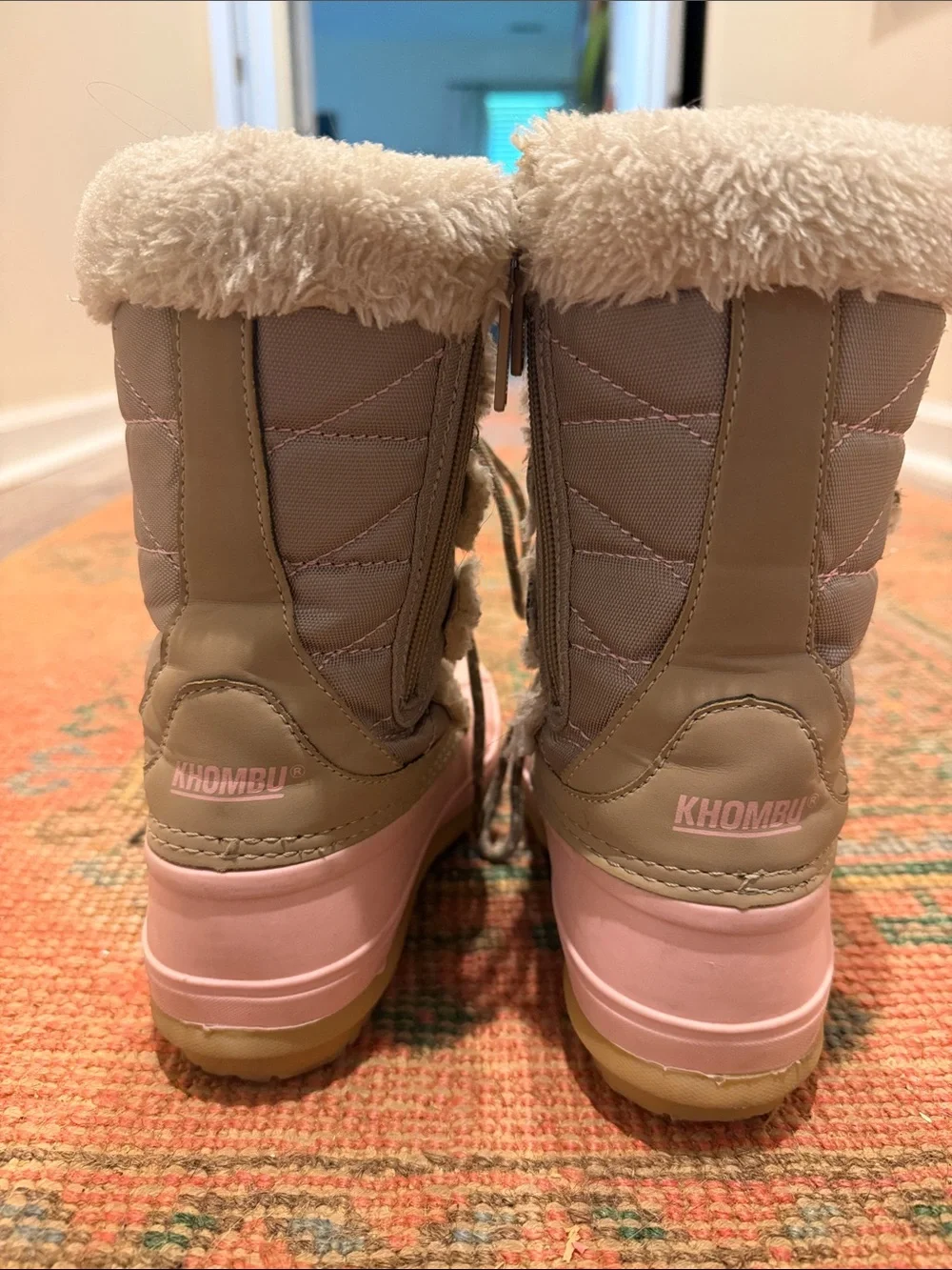 Khombu Pink and Tan Girls' Winter Boots